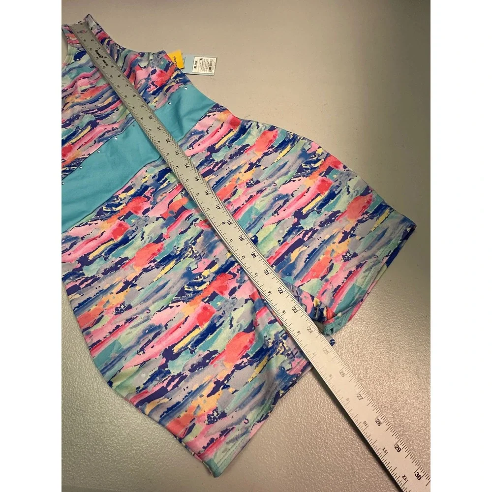 Cat & Jack Girls Abstract Print Rhinestone Biketard XL 14 Multicolor Wicking
